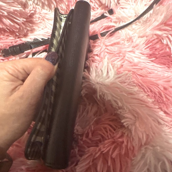 Henri Bendel Crossbody Wallet on a String Clutch Gingham Pebble Leather Rare - Picture 3 of 14